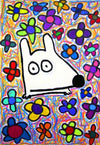stinky dog with flowers
