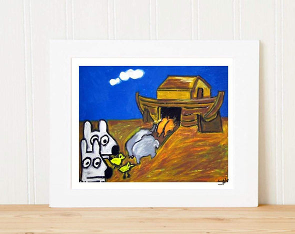 Matted Art Print | Stinky Dog On The Ark