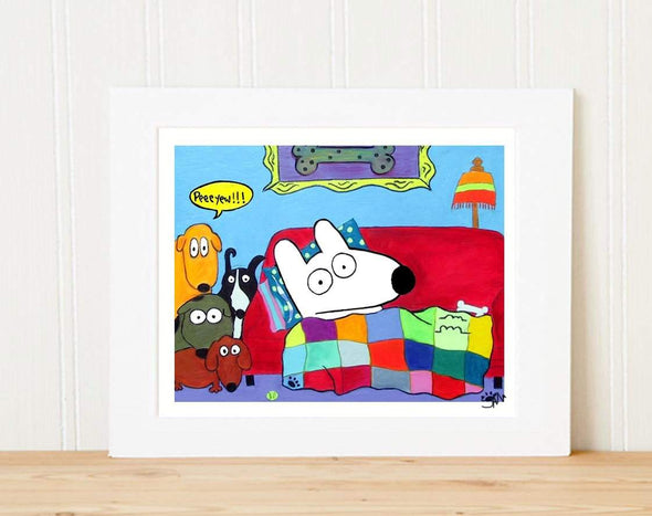 Matted Art Print | Stinky Dog Peeeeeyew!