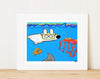 Matted Art Print | Stinky Dog Scuba