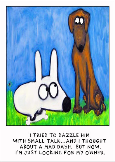 Stinky Dog greeting card with friend in park