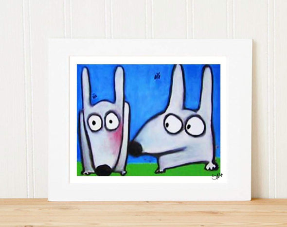 Matted Art Print | Stinky Dog Sniff