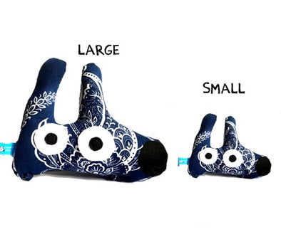 squeaky stinky dog toy navy blue pattern large and small
