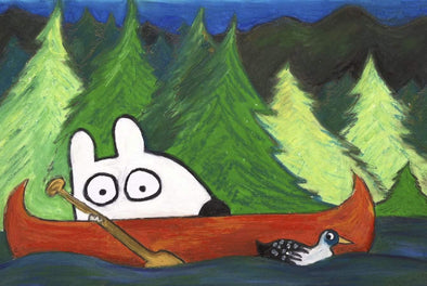 Stinky Dog-Original Art | Stinky In A Canoe